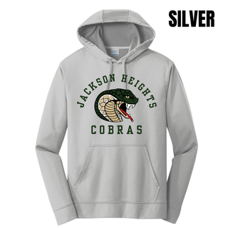 Jackson Heights Cobras Arched Logo Performance Fleece Hoodie in silver