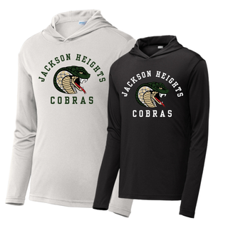 Jackson Heights Cobras Arched Logo PosiCharge Competitor Hoodie in Silver and Black