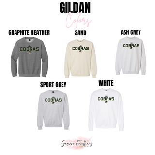 Jackson Heights Cobras Block Top available in Gildan White, Ash Grey, Graphite Heather, Sand, and Sport Grey colors