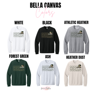 Jackson Heights Cobras Bold Outline Mascot Top - Bella Canvas color options