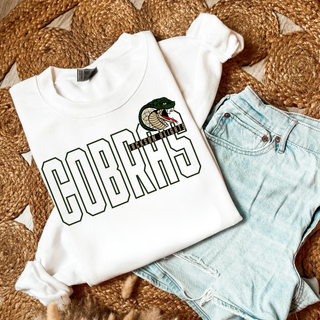 Jackson Heights Cobras Bold Outline Mascot Top - White tee flat lay