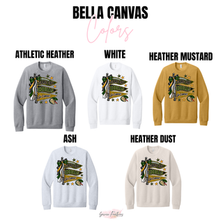 Jackson Heights Cobras Bow Pennant Top Bella Canvas color options: Athletic Heather, White, Heather Mustard, Ash, and Heather Dust