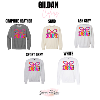 Jackson Heights Cobras Bow Top available in Gildan Graphite Heather, Sand, Ash Grey, Sport Grey, and White colors