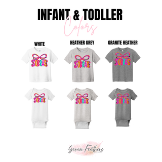 Jackson Heights Cobras Bow Top available in infant and toddler White, Heather Grey, and Granite Heather colors