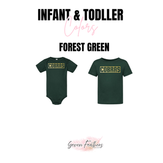 Jackson Heights Cobras Classic Sideline Graphic Top infant and toddler forest green options