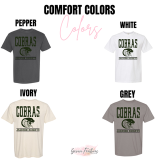 Jackson Heights Cobras Distressed Mascot Banner Top, Comfort Colors color options