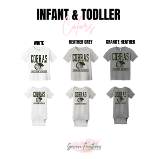 Jackson Heights Cobras Distressed Mascot Banner Top, infant and toddler color options