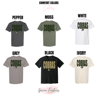 Jackson Heights Cobras distressed mascot Comfort Colors color options