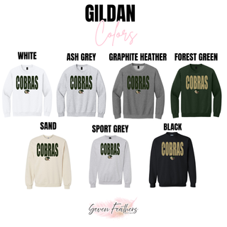 Jackson Heights Cobras distressed mascot Gildan color options