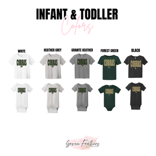 Jackson Heights Cobras distressed mascot infant and toddler color options