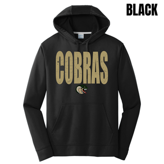 Jackson Heights Cobras Distressed Mascot Performance Fleece Hoodie in Black