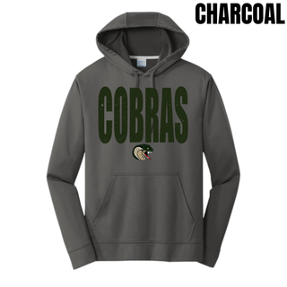 Jackson Heights Cobras Distressed Mascot Performance Fleece Hoodie in Charcoal