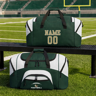 Jackson Heights Cobras End Zone Forest Green and White duffel bag