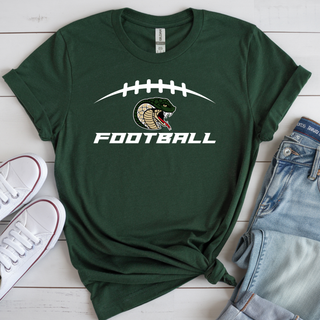 Forest Green Jackson Heights Cobras End Zone short sleeve top with football laces and cobra mascot