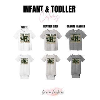 Jackson Heights Cobras Fifth Grade Stacked Top infant and toddler color options: White, Heather Grey, Granite Heather