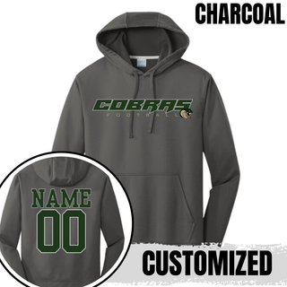 Jackson Heights Cobras Football logo performance fleece hoodie front view