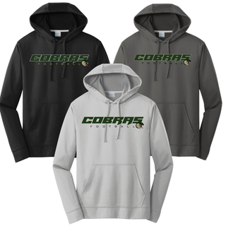 Jackson Heights Cobras Football logo performance fleece hoodie color options