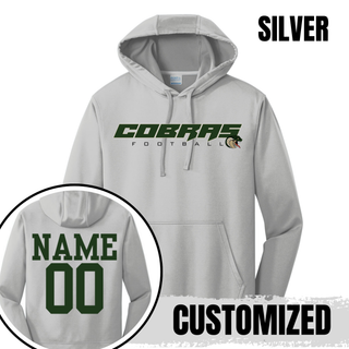 Jackson Heights Cobras Football logo performance fleece hoodie personalization option
