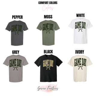 Jackson Heights Cobras Game Day Bow Top Comfort Colors color options: pepper, moss, white, grey, black, and ivory