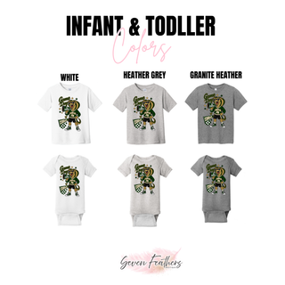 Jackson Heights Cobras Game Day Mascot Top infant and toddler color options in white, heather grey, and granite heather