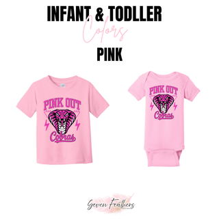 Jackson Heights Cobras Pink Out top shown in infant and toddler Pink