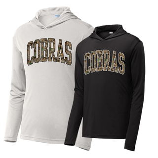 Jackson Heights Cobras PosiCharge Competitor Hoodie in White and Black with camo COBRAS wordmark
