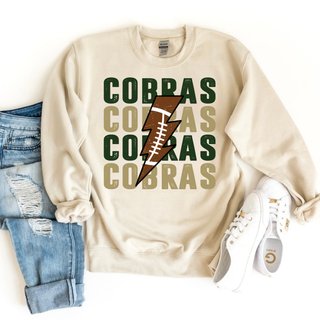 Cream Jackson Heights Cobras Repeat Football Bolt crewneck sweatshirt