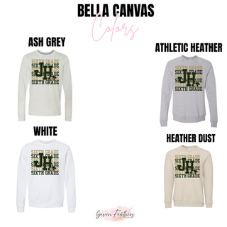 Jackson Heights Cobras Sixth Grade Stacked Top Bella Canvas color options: Ash Grey, Athletic Heather, White, Heather Dust