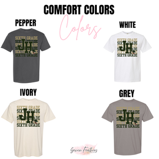 Jackson Heights Cobras Sixth Grade Stacked Top Comfort Colors color options: Pepper, White, Ivory, Grey