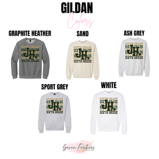 Jackson Heights Cobras Sixth Grade Stacked Top Gildan color options: White, Ash Grey, Graphite Heather, Sand, Sport Grey