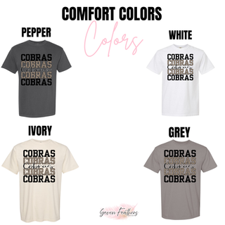Jackson Heights Cobras Stacked Leopard Top - Gildan color options