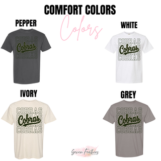Jackson Heights Cobras Stacked Script Top Comfort Colors color options