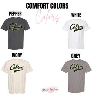 Comfort Colors color options for Jackson Heights Cobras Throwback top