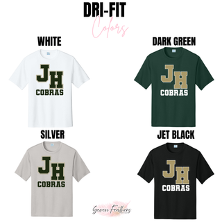 Jackson Heights Cobras Varsity Monogram Dri-Fit Performance Top in White, Dark Green, Silver, and Jet Black