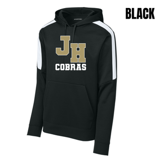 Jackson Heights Cobras Varsity Monogram Fan Favorite Hoodie in Black with JH monogram and Cobras text