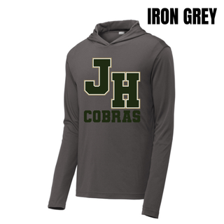 Jackson Heights Cobras Varsity Monogram PosiCharge Competitor Hoodie in Iron Grey with JH monogram and Cobras text