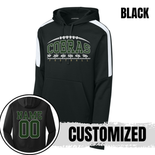 Black Jackson Heights Cobras Yard Line Colorblock Fan Favorite Hoodie with optional name and number on back