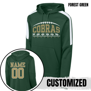 Forest green Jackson Heights Cobras Yard Line Colorblock Fan Favorite Hoodie with optional name and number on back
