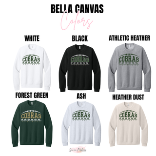 Jackson Heights Cobras Yard Line Football Bella Canvas crewneck color options