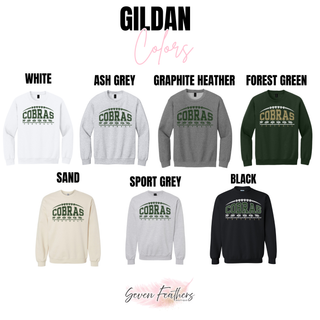 Jackson Heights Cobras Yard Line Football Gildan crewneck color options