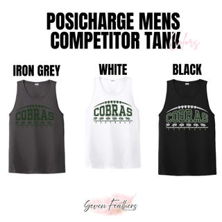 Jackson Heights Cobras Yard Line Men’s PosiCharge Competitor Tank colors in iron grey, white, and black