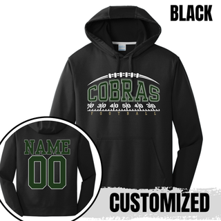 Black Jackson Heights Cobras Yard Line Performance Fleece Hoodie with optional name and number on back