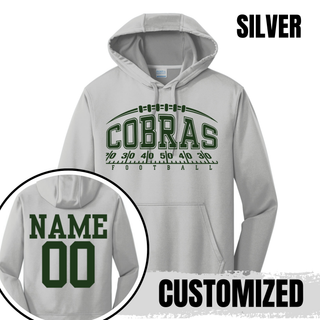 Silver Jackson Heights Cobras Yard Line Performance Fleece Hoodie with optional name and number on back