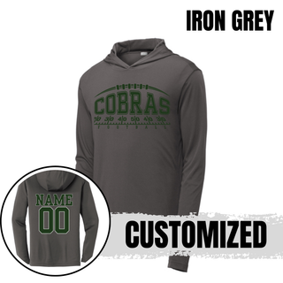 Iron grey Jackson Heights Cobras Yard Line PosiCharge Competitor Hoodie with optional name and number on back