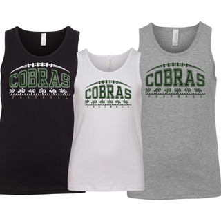 Jackson Heights Cobras Yard Line Youth Jersey Tanks in black, white, and athletic heather grey