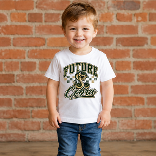 Jackson Heights Future Cobra top in white, toddler wearing tee