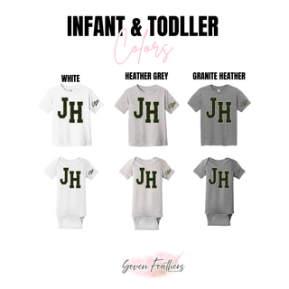Infant and toddler color options for Jackson Heights JH Varsity top