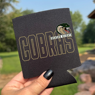 Jackson Heights Jr. Cobras Bold Outline Mascot Can Koozie in black