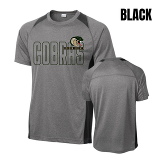 Jackson Heights Cobras Bold Outline Mascot Colorblock Contender Top in grey heather with black accents