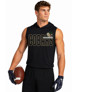 Jackson Heights Jr. Cobras Bold Outline Mascot Competitor Sleeveless Hoodie - Black, worn on model
